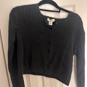 Classic Women's Charcoal Crewneck Button-Front Cardigan